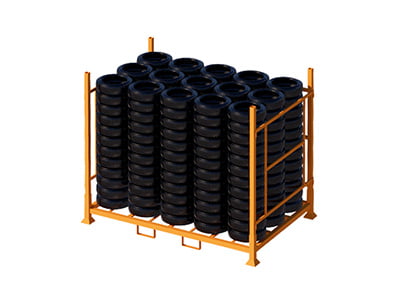Side rail type motorcycle tire storage rack